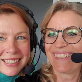 Simultaneous interpreters Margit Schuck and Angelika Erdner during sales meeting at HOMAG